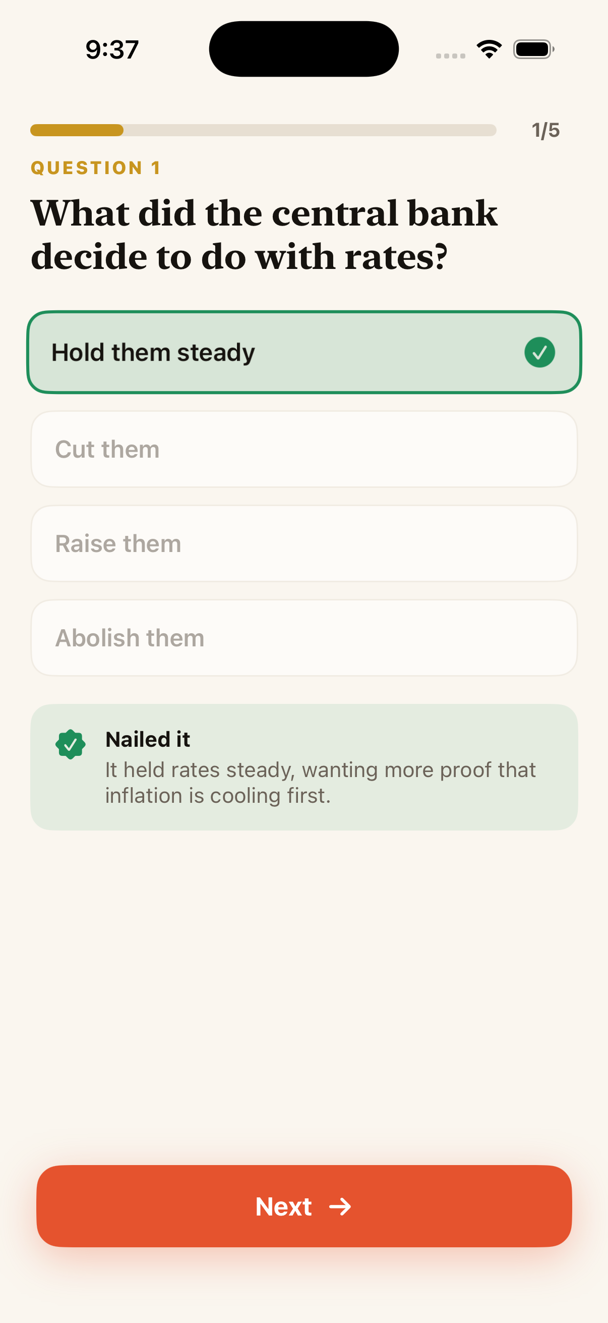 Sharp quiz feedback