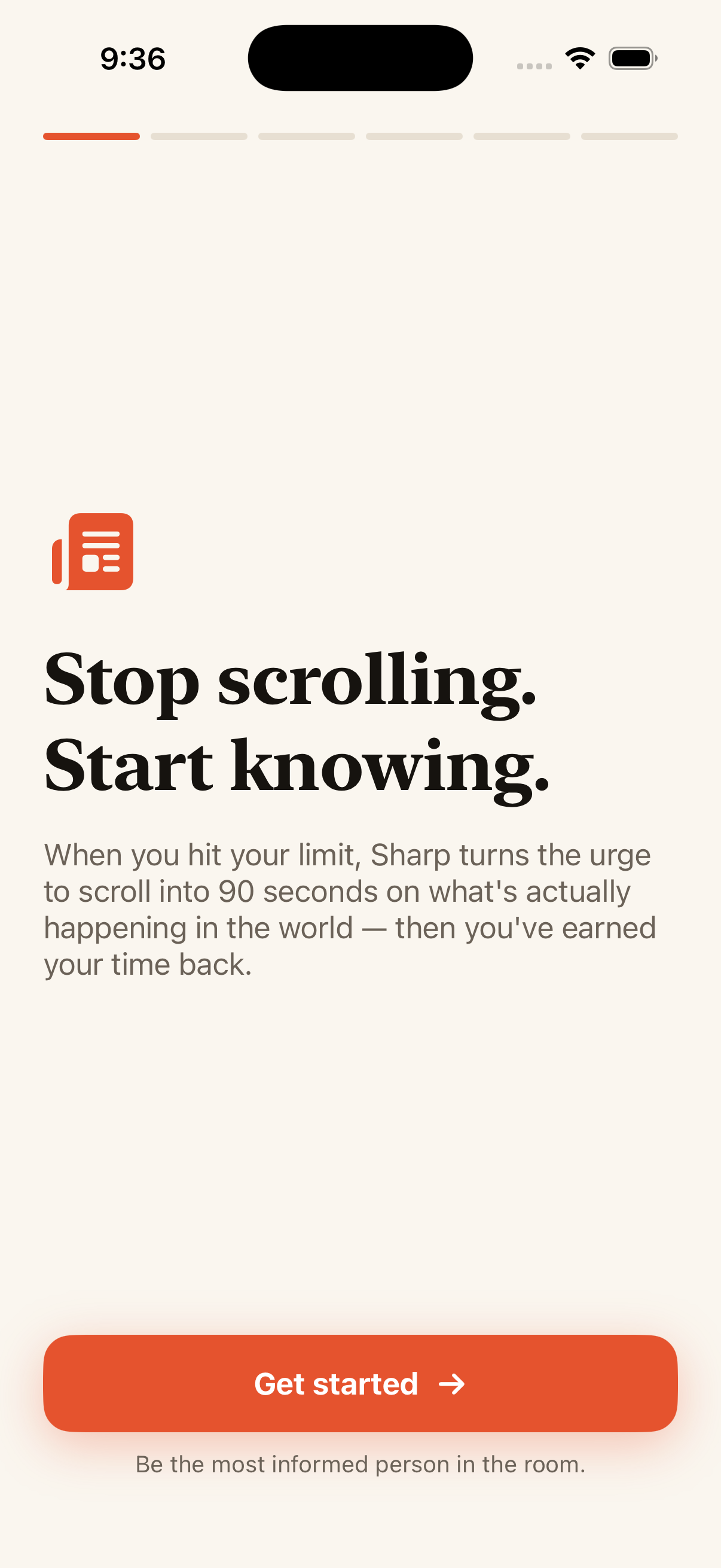 Sharp welcome screen